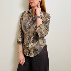 Ralph Lauren Animal Snake Print Button Down Shirt Blouse